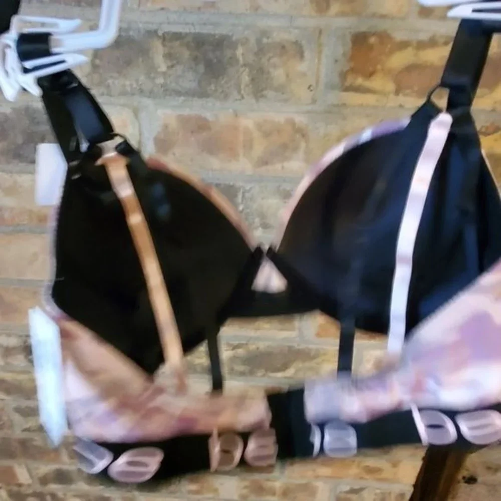 New bebe 2 padded pushup camo black pink bras - Picture 7 of 7